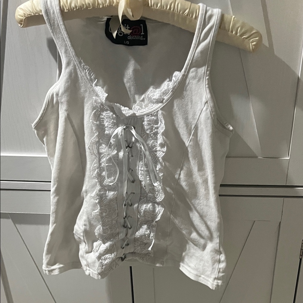 White Lace-Up Tank Top